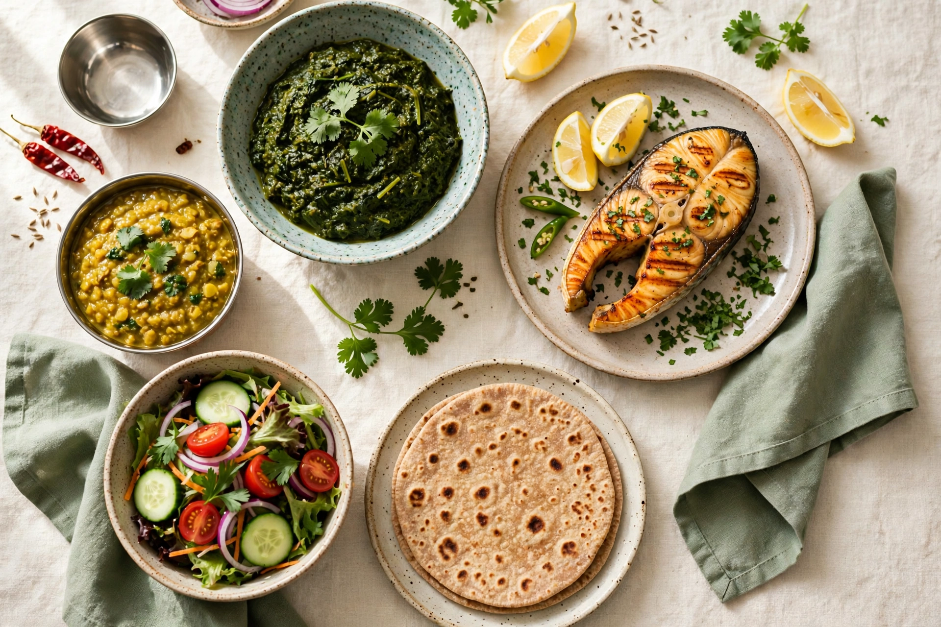 Pakistani dinner spread with diabetic-friendly recipes